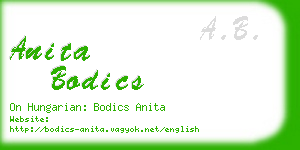 anita bodics business card